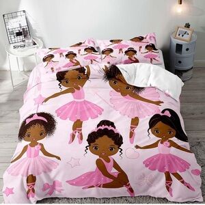 Cute Ballerina Black Girls Bedding Pink Duvet Cover Twin